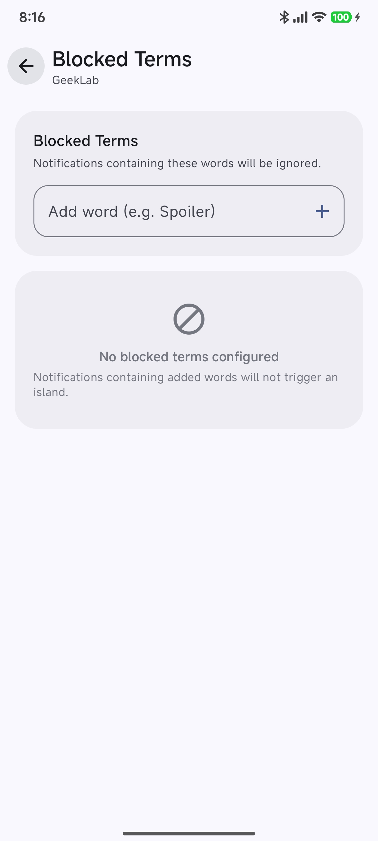 Per-App Blocked Terms