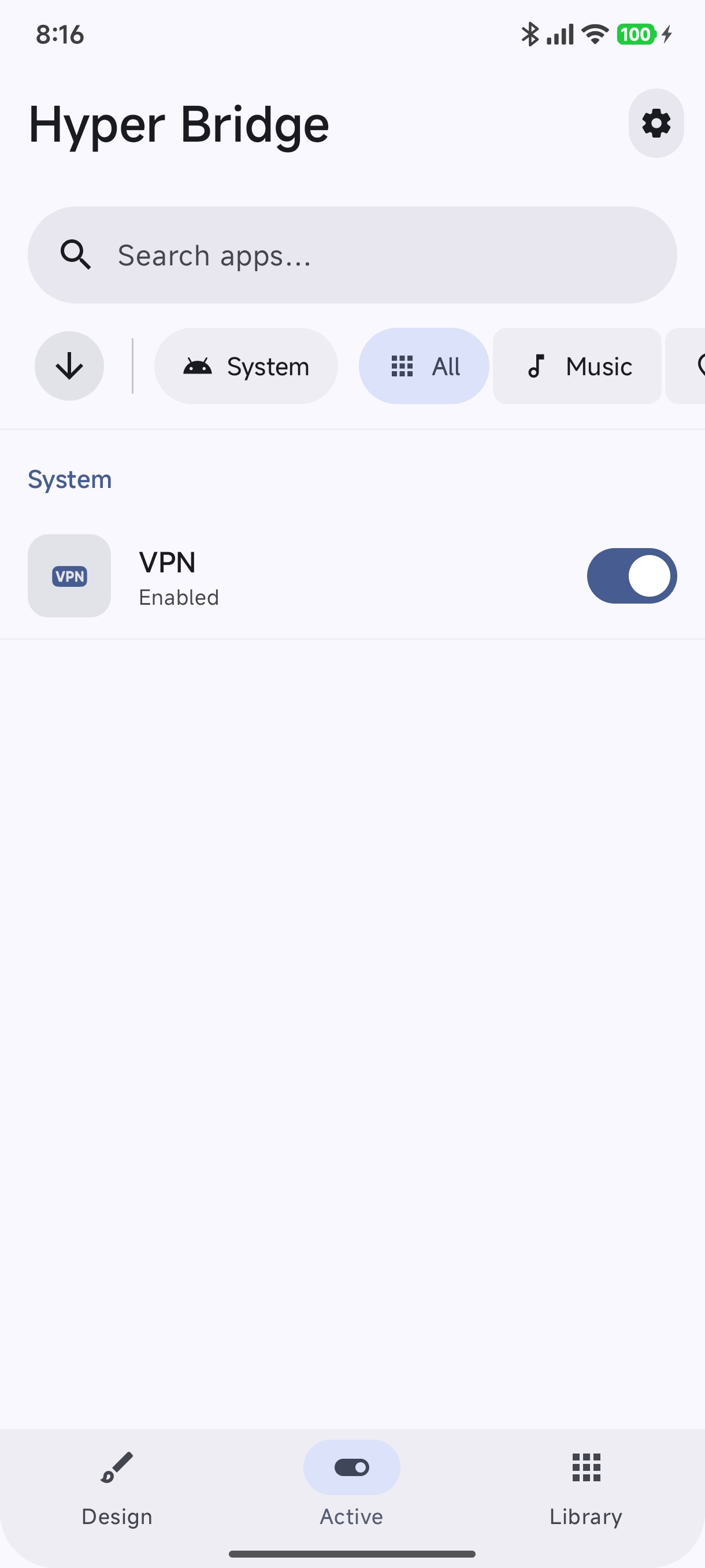Active Apps Filter Chips and Search