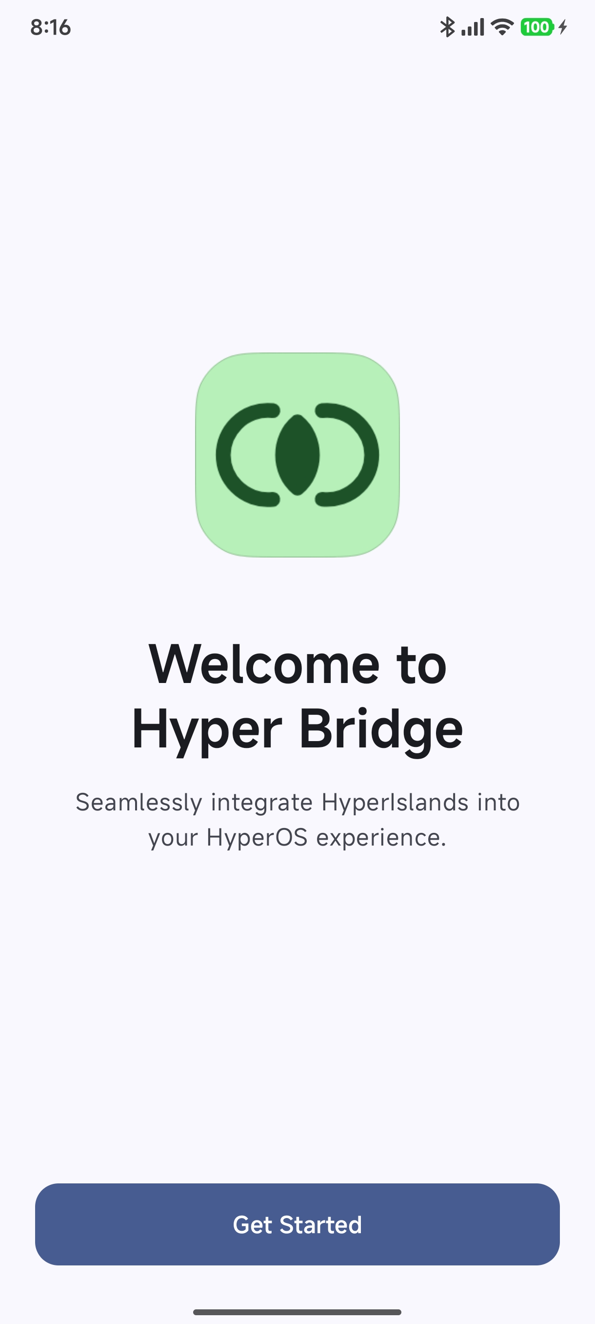 Hyper Bridge Welcome Screen