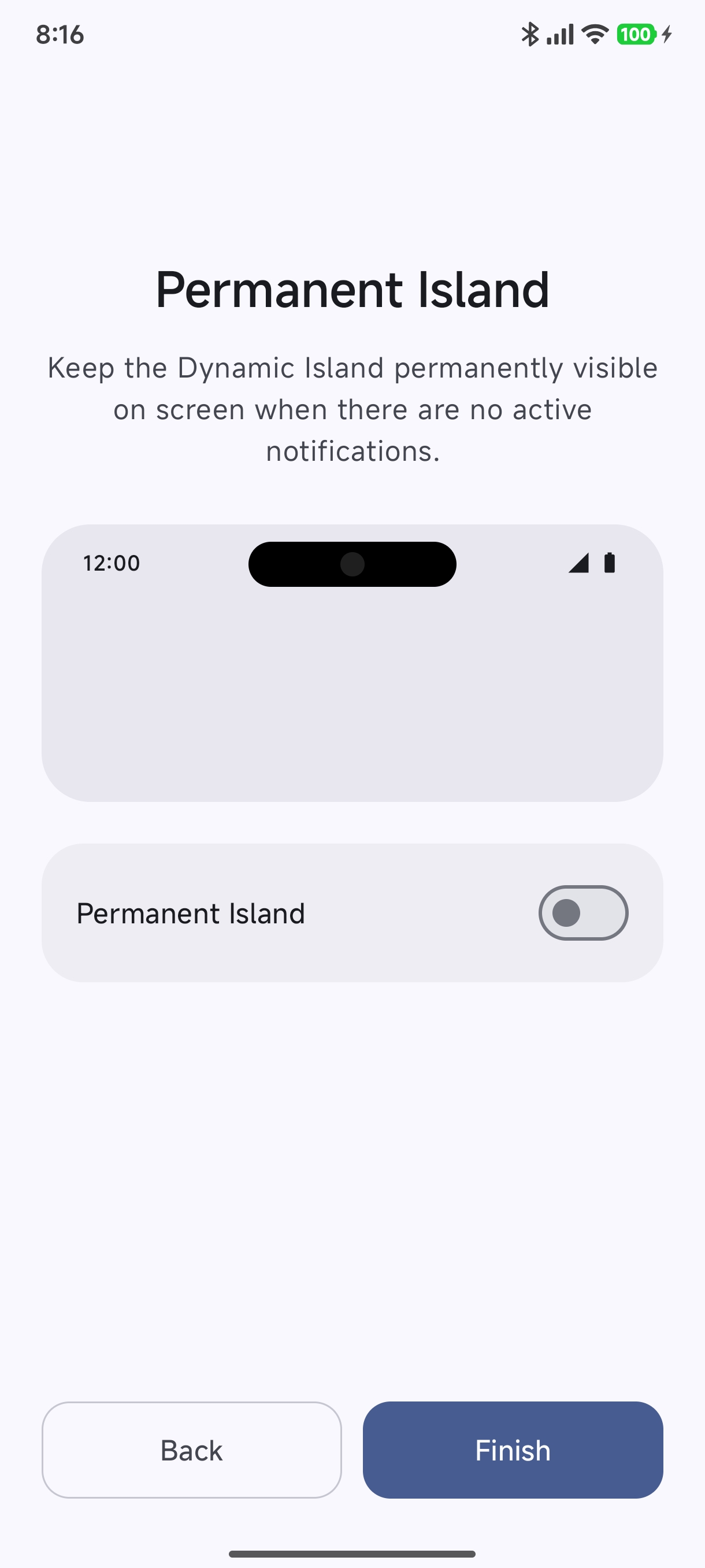 Permanent Island Configuration Off