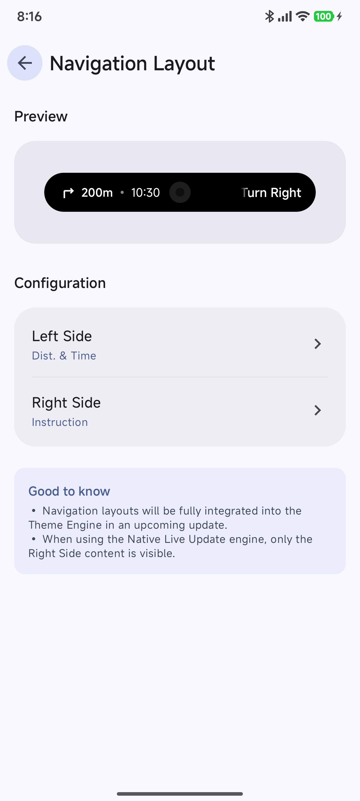 Navigation Layout Configuration