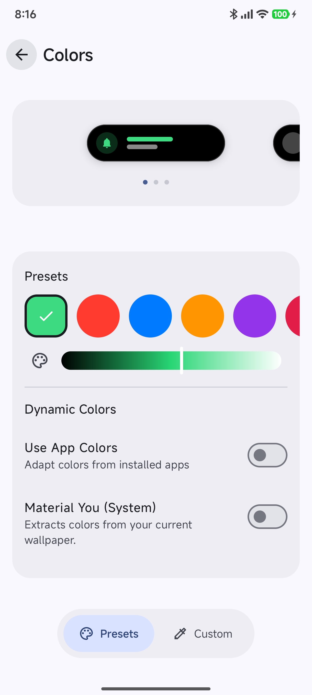 Colors & Presets