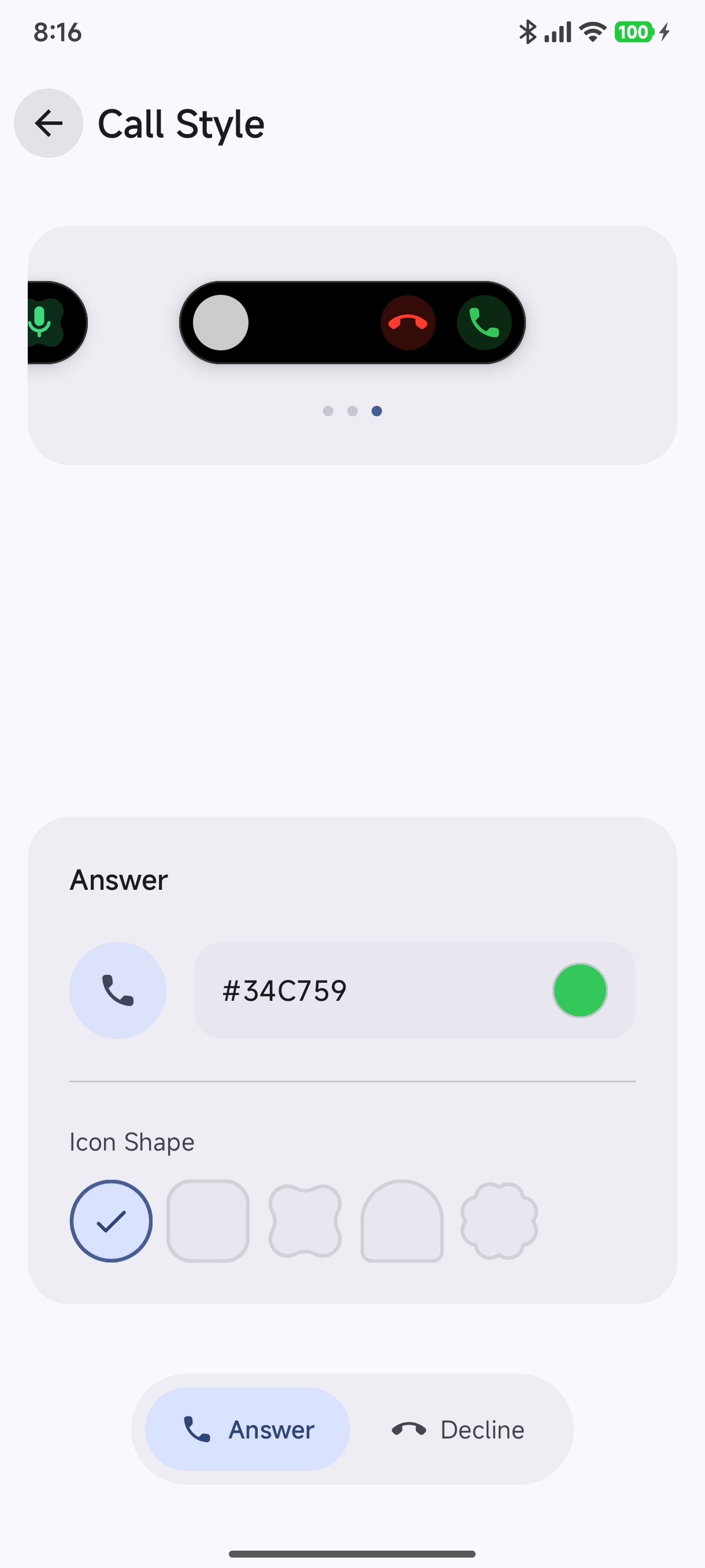 Answer Call Button Styling