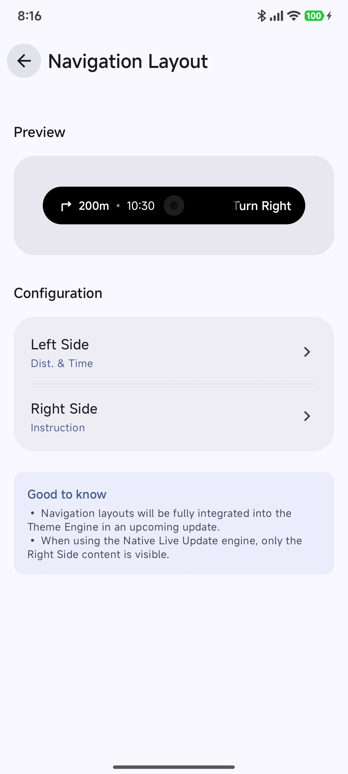 Navigation Layout Configuration