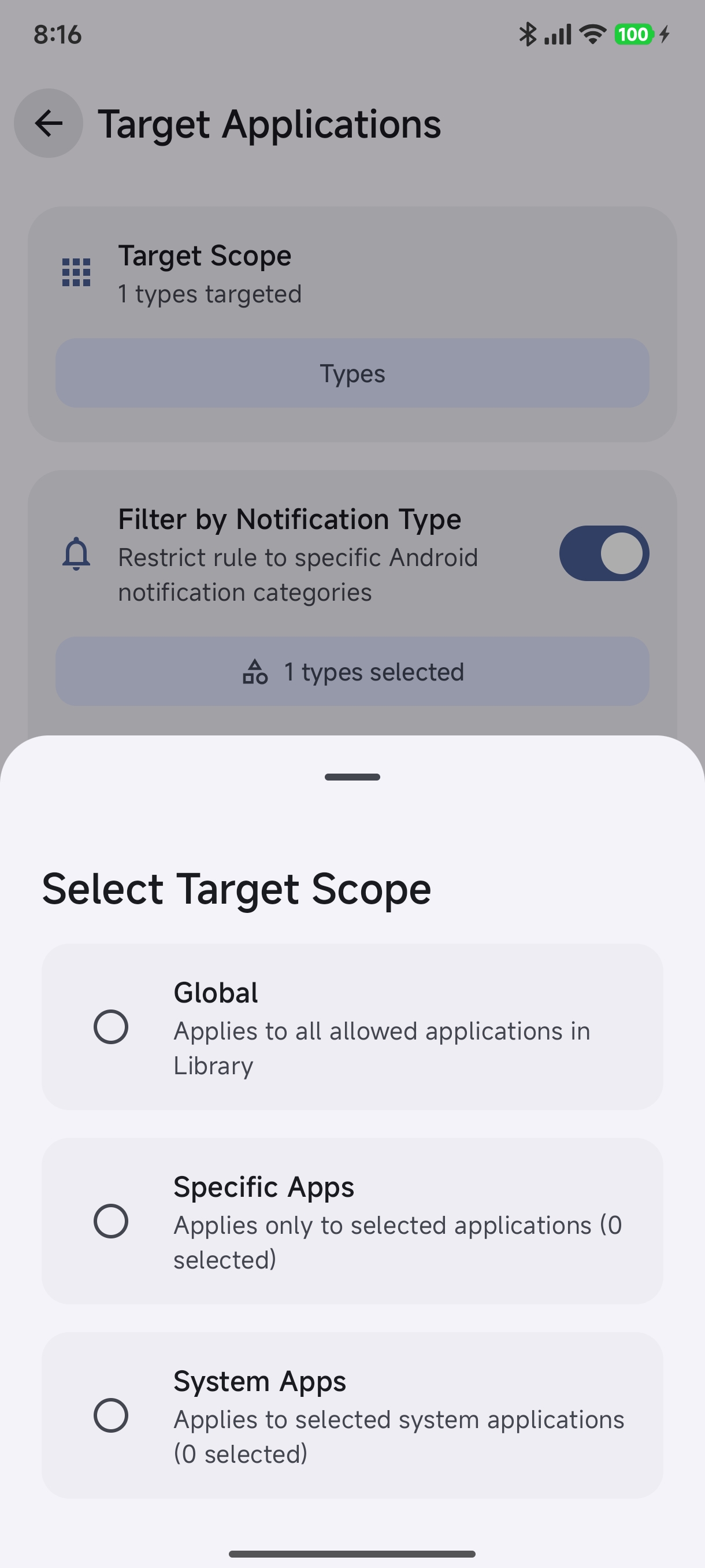 Select Target Scope Modal