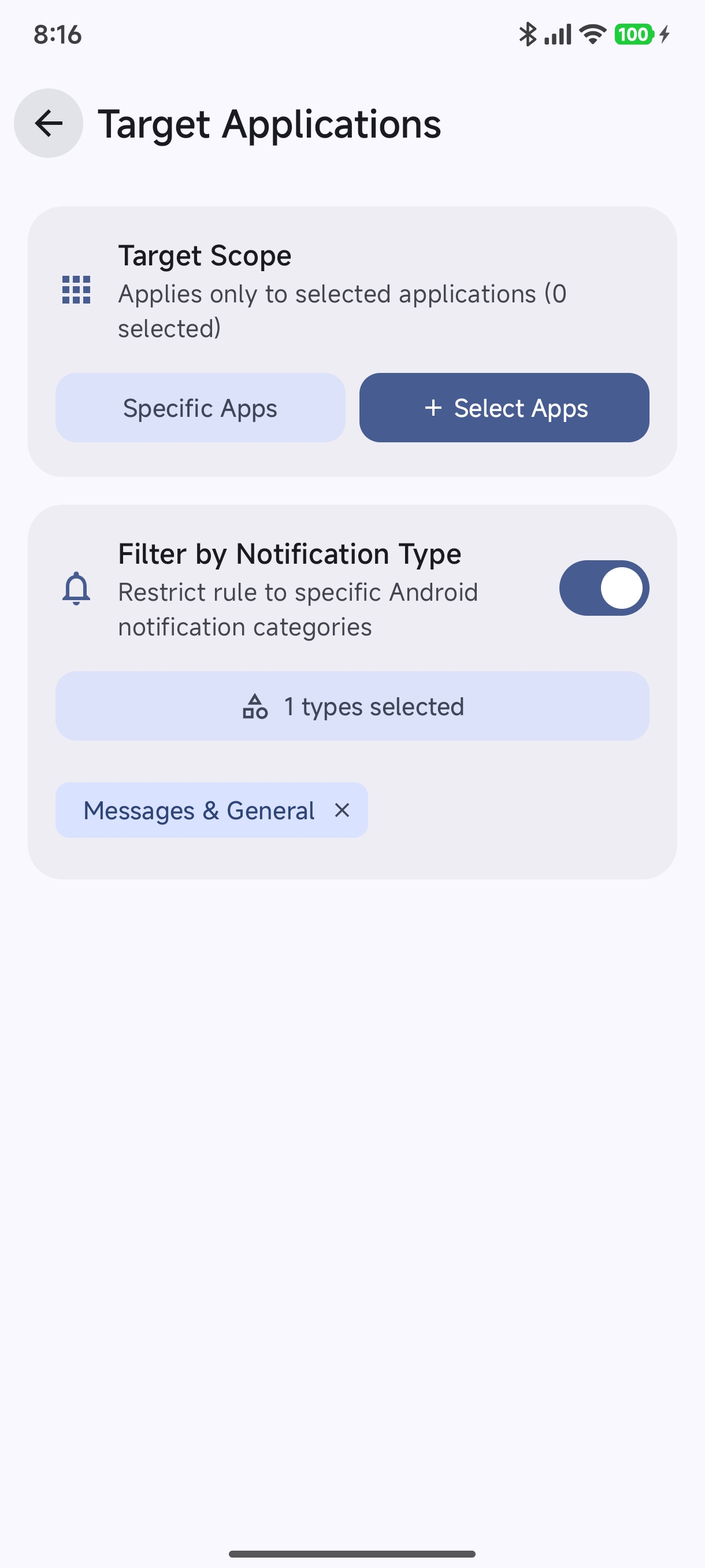 Notification Category Filters
