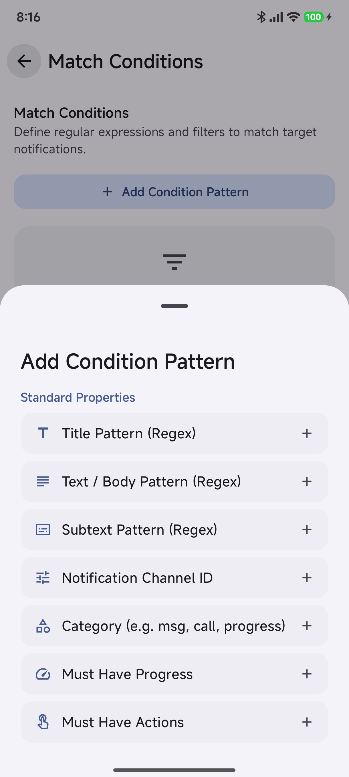 Add Condition Pattern Sheet