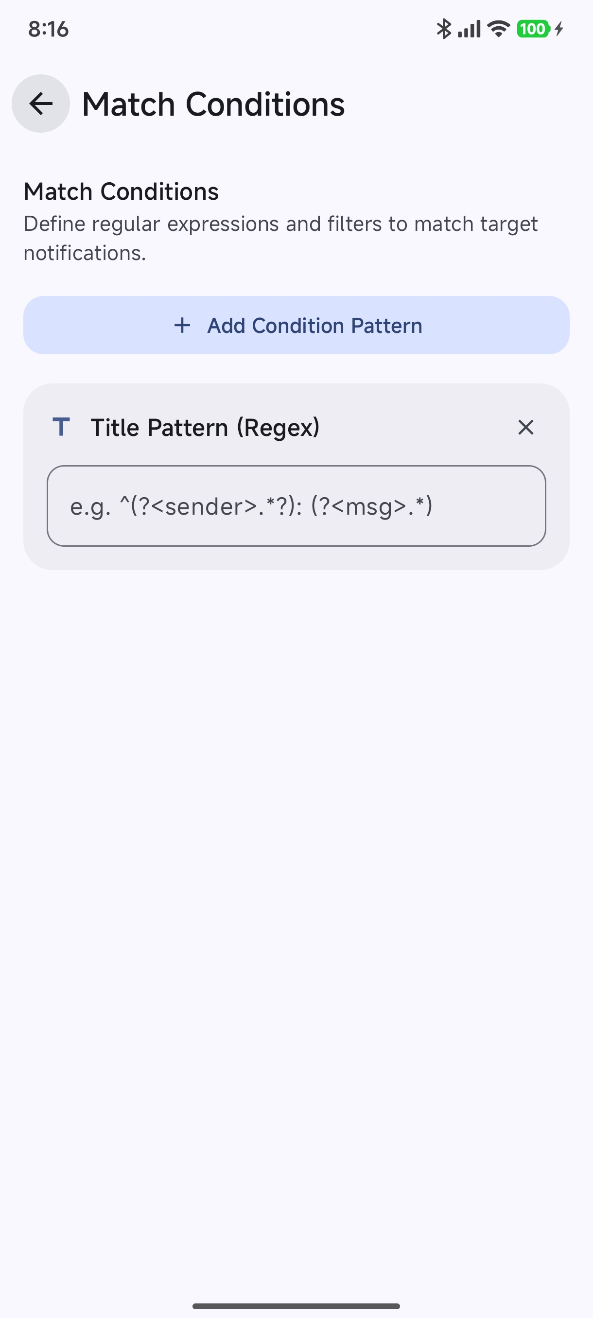 Regex Pattern Editor Input