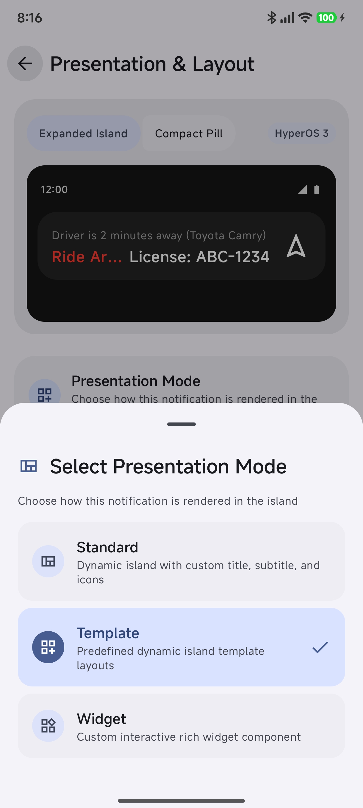 Select Presentation Mode