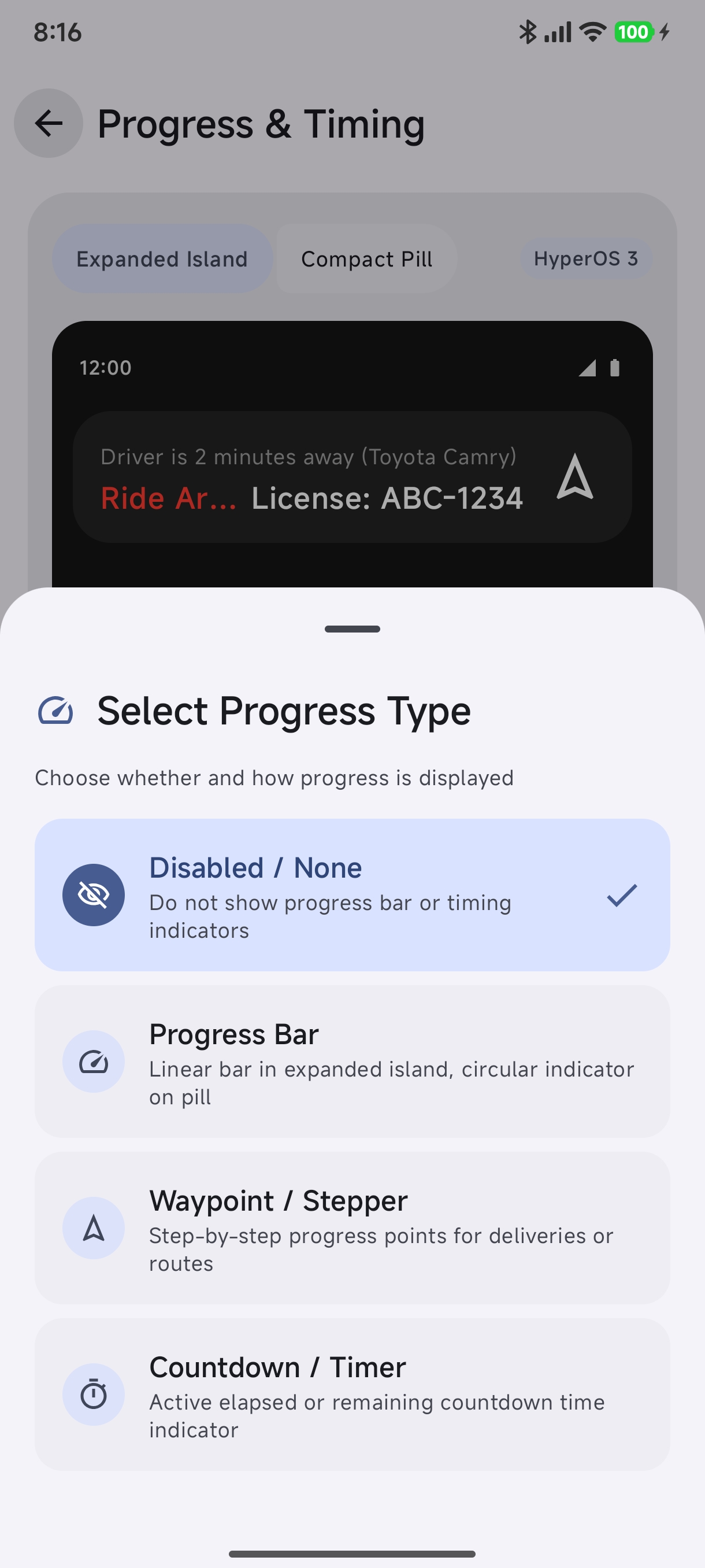 Select Progress Type