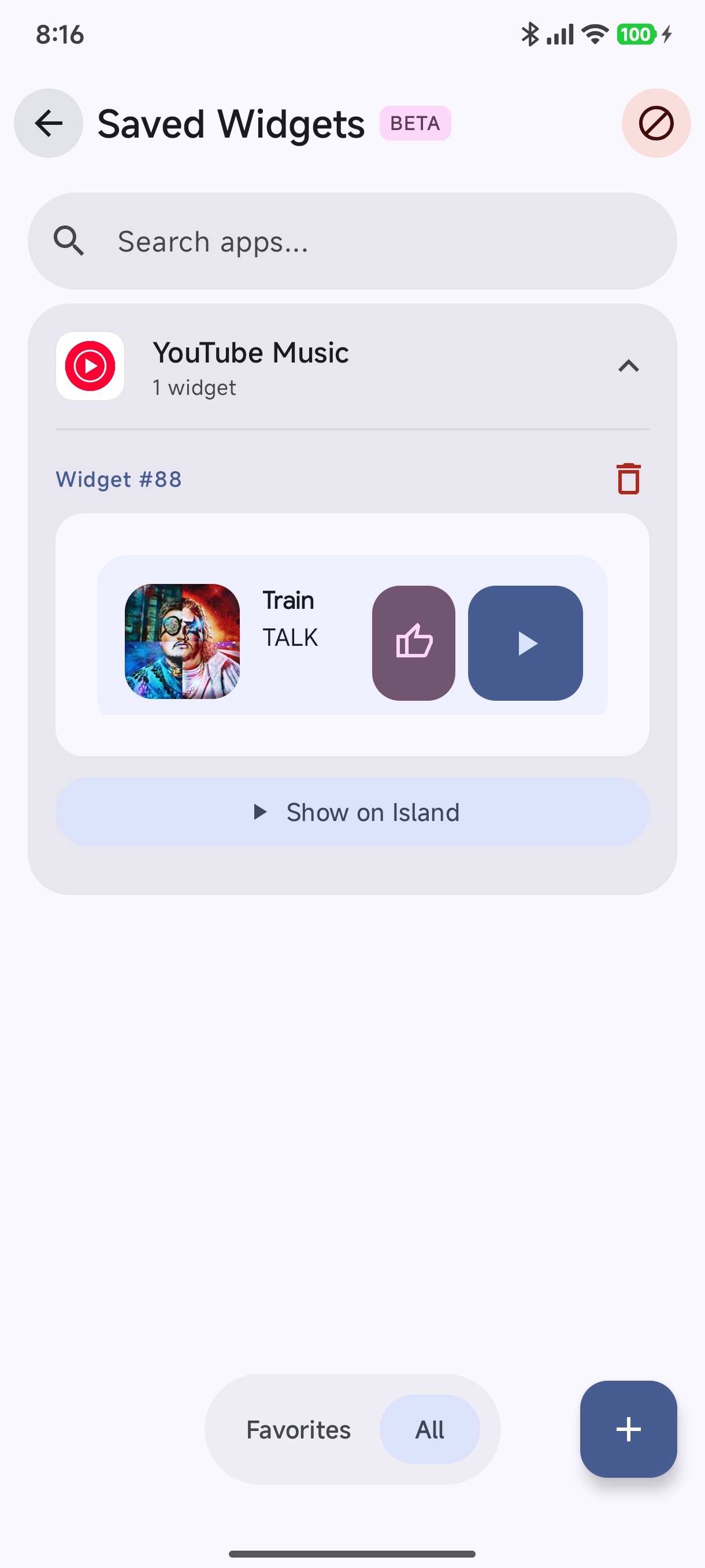 Saved Widgets Configured